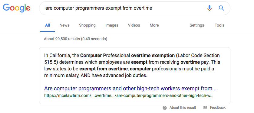 are computer programmers exempt from overtime Google Search