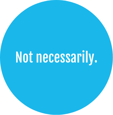 Blue circle with the phrase "Not necessarily".