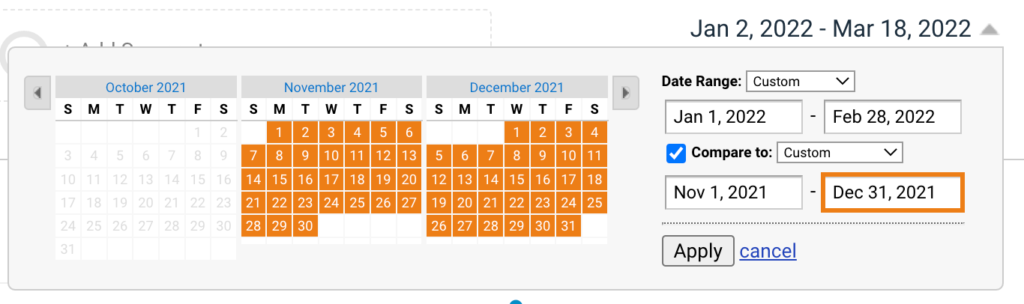 Google Analytics Calendar